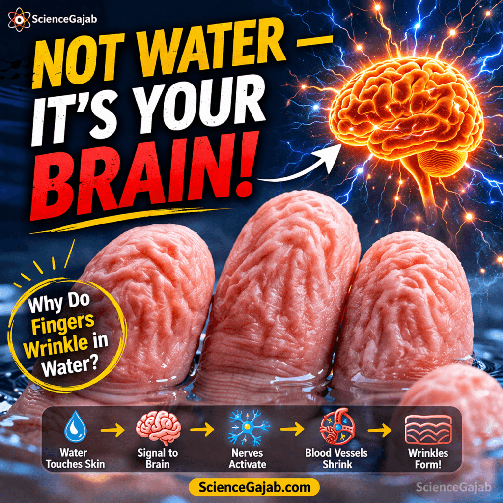 Why do fingers wrinkle in water – nerve response causes skin wrinkles, not water absorption