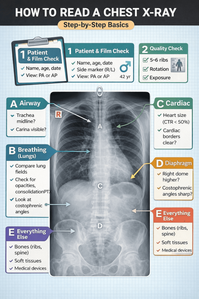 How to Read a Chest X-Ray: Step-by-Step Beginner Guide