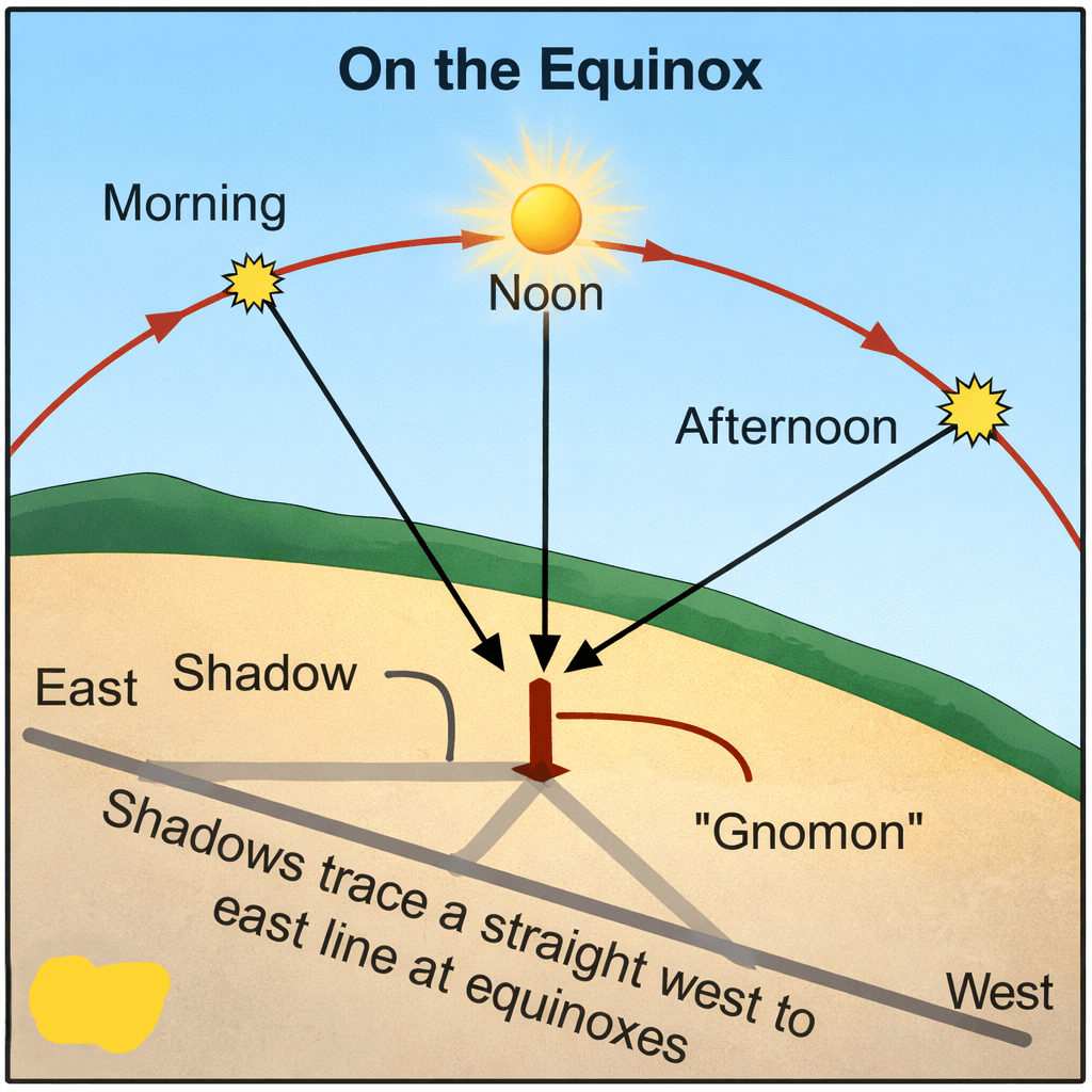 Shadows throughout the equinox day