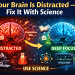 illustration of brain switching between distractions and deep focus showing dopamine effect