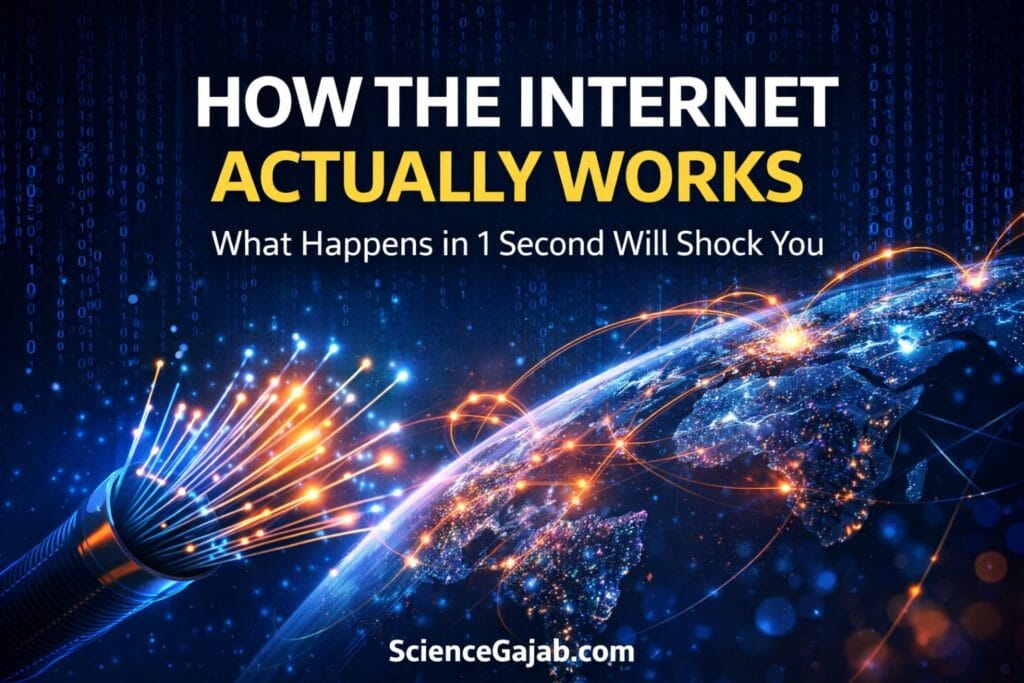 How the internet actually works showing fiber optic cables and global data connections