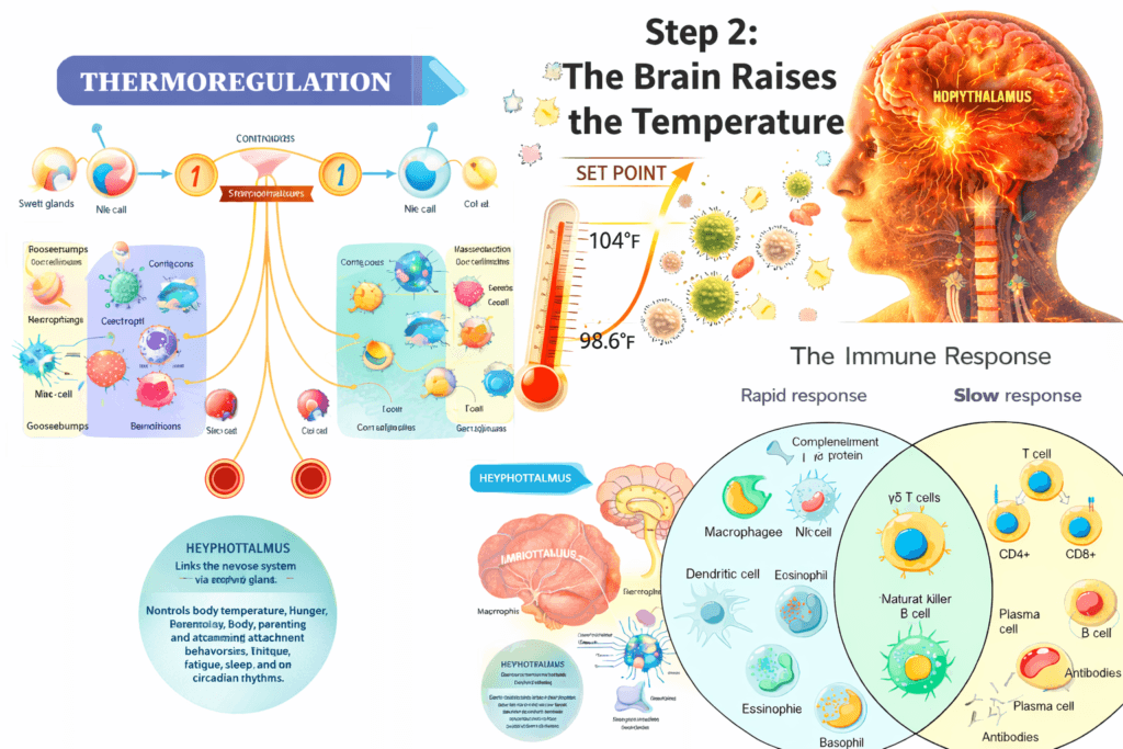 the brain rises the temperature