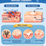 why does skin become white after fungal infection treatment infographic showing melanin loss and hypopigmentation