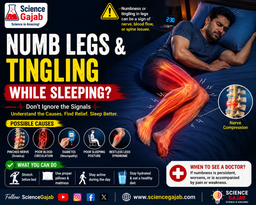 Person experiencing numb legs and tingling sensation while sleeping