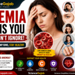 Infographic showing common signs of anemia including fatigue, pale skin, dizziness, shortness of breath, brittle nails, and rapid heartbeat.