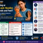 Person experiencing tingling and pins-and-needles sensation in hands and feet