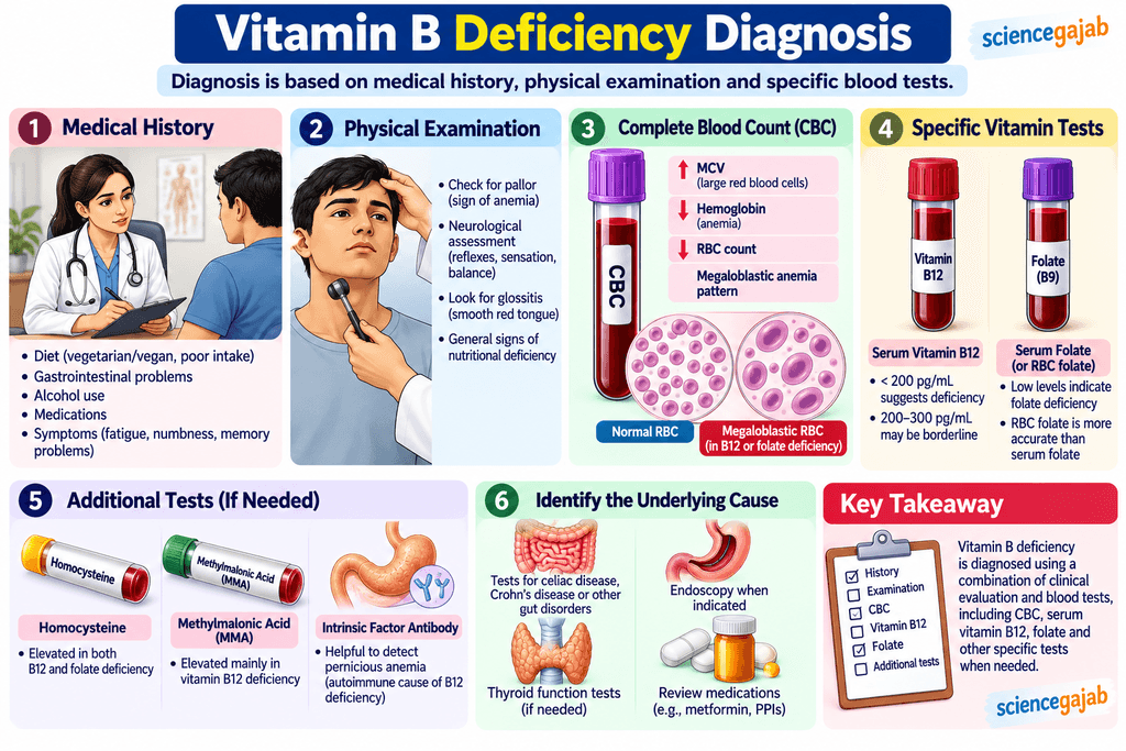 Blood tests used to diagnose vitamin B12 and folate deficiency