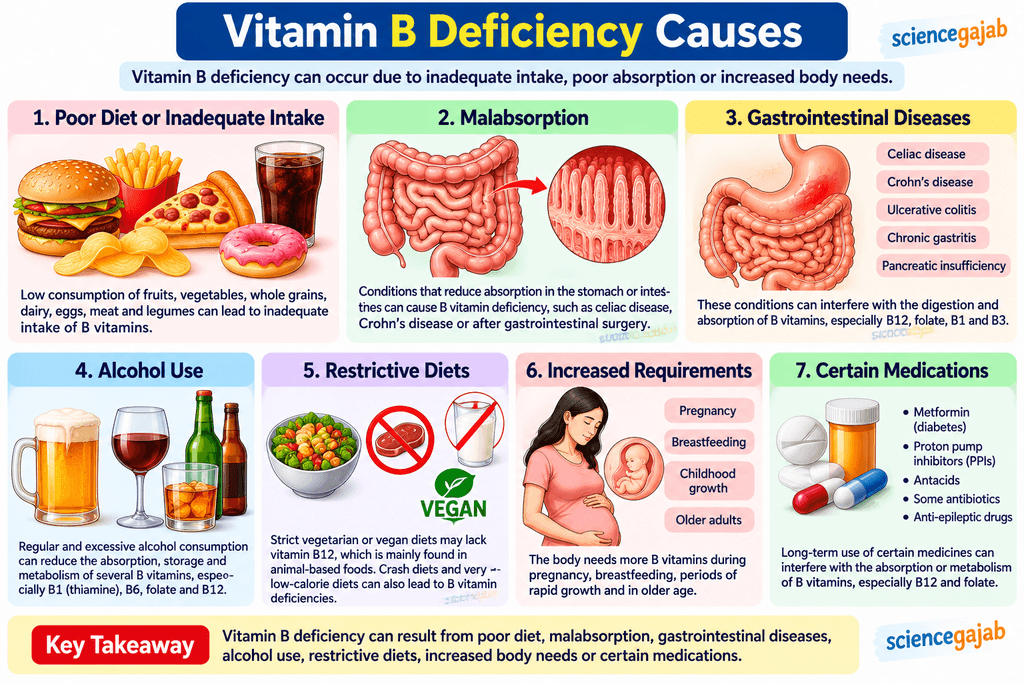 Common causes and risk factors for vitamin B deficiency